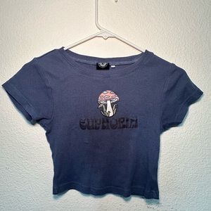 Euphoria Print Dark Blue Cropped Top